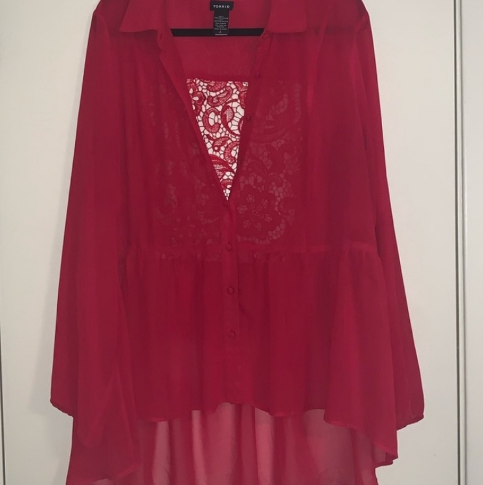 Torrid Red Button down Tunic